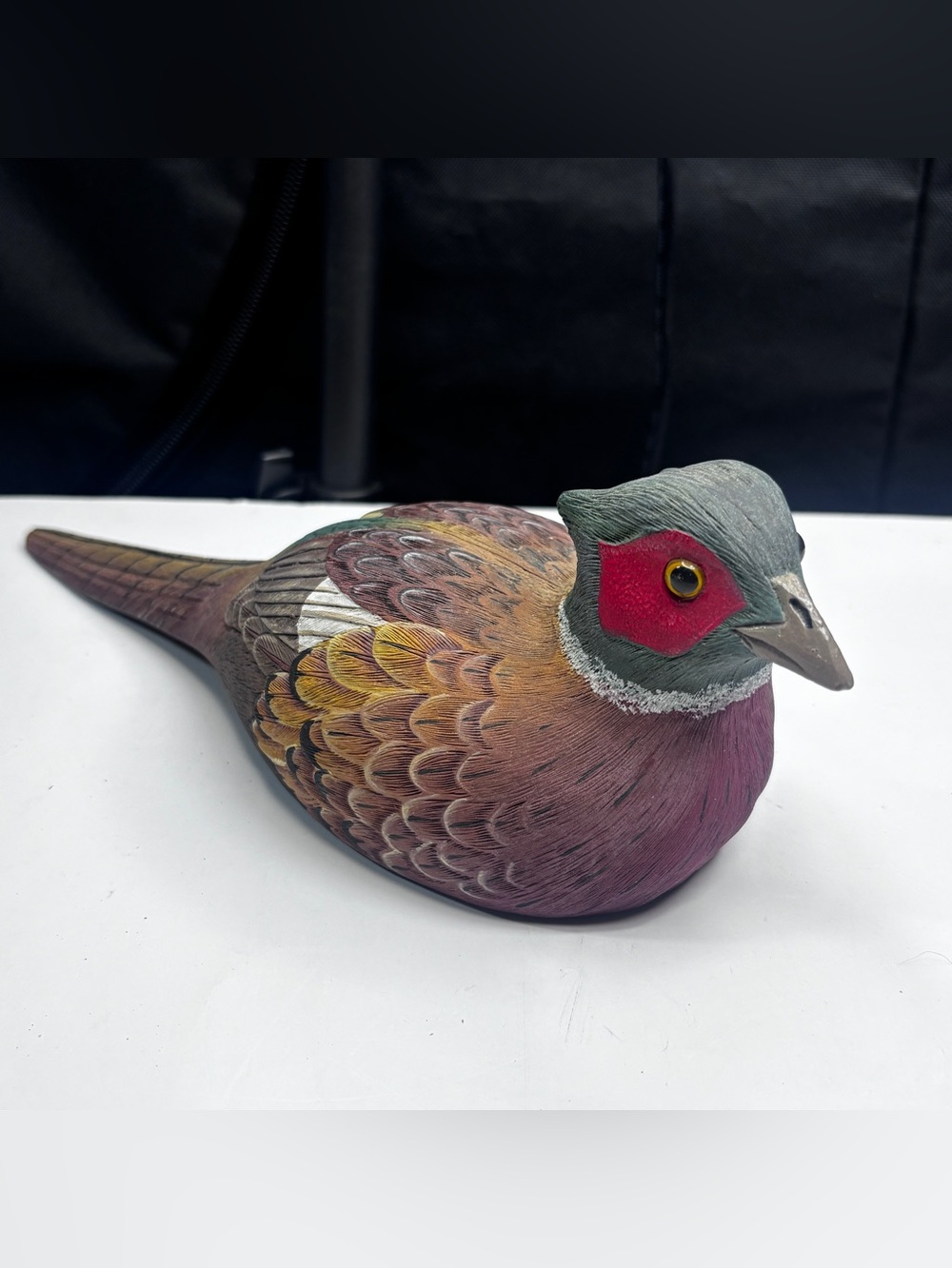 Ring Necked Pheasant Hand Painted Resin Figurine Decoy Signed 1987?